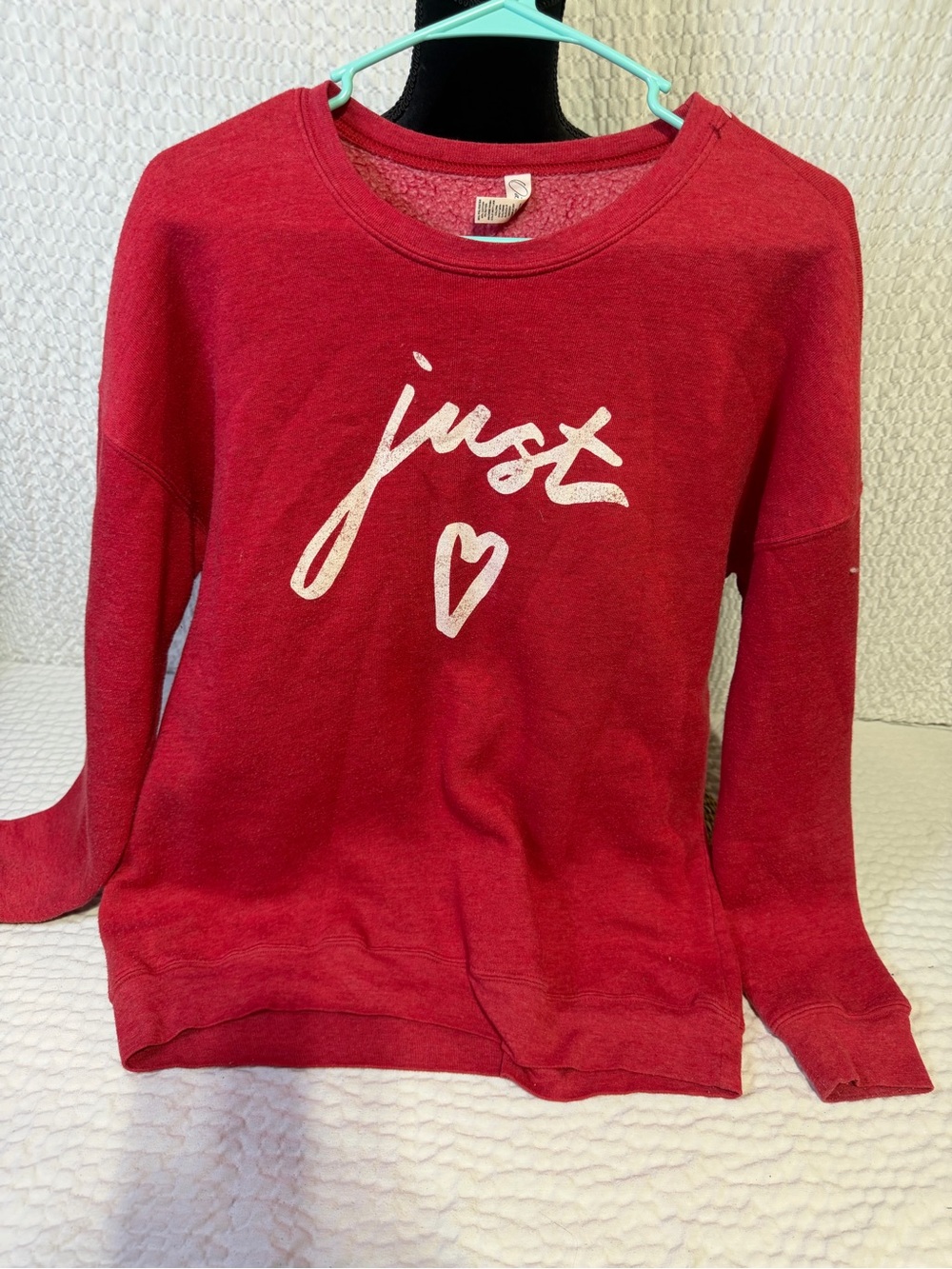 Cat & Jack Women's Red Crewneck Sweatshirt with White Script Heart